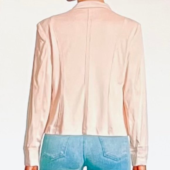 Donna Karan Draped Open-Front Faux Suede Jacket in Blush (XS) New With Tags - Picture 2 of 13